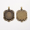 Oval Tibetan Style Alloy Pendant Cabochon Settings PALLOY-K109-94AB-NR-2