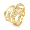 Brass Bowknot Wide Open Cuff Rings for Women RJEW-B062-04G-1