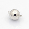 Anti-Tarnish Rhodium Plated 925 Sterling Silver Round Magnetic Clasps STER-L018-04-1