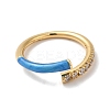 Rack Plating Brass Cubic Zirconia Open Cuff Rings for Women RJEW-S407-04G-2