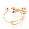 Scissors Shape Brass Micro Pave Clear Cubic Zirconia Cup Peg Ring Settings KK-T076-11G-3