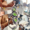 Teardrop & Oval Bohemian Style Zinc Alloy with Resin Imitation Moonstone/Rhinestone Finger Rings FS-WGFB6C4-09-1