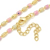 Brass Enamel Column Link Chain Necklaces NJEW-H039-04A-03G-1