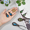 2 Sets 2 Colors Teardrop with Flower Glass Dangle Earrings & Pendant Necklace SJEW-FI0001-14-3