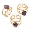 Oval Natural Amethyst Finger Rings RJEW-Z057-11G-04-4