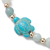 Natural Flower Amazonite Round Beaded Braided Bead Bracelets BJEW-JB10692-04-3