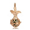 Golden Plated Brass Hollow Round Cage Pendants KK-J251-08G-2