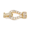 Brass Micro Pave Clear Cubic Zirconia Fold Over Clasps KK-U059-60G-1