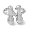 Initials Brass Open Cuff Ring for Women RJEW-N046-02N-P-2