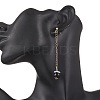 Glass Imitation Pearl Round Tassel Stud Earrings EJEW-JE06453-01-3