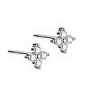Rhodium Plated Clover 999 Fine Silver Cubic Zirconia Stud Earrings for Women LS-EJEW-S215-16P-1