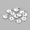 Silver Color Plated Brass Flower End Bead Caps X-KK-TB129-S-1