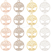 24Pcs 4 Colors Brass Filigree Pendants KK-CN0002-01-1