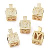 Alphabet Brass Micro Pave Clear Cubic Zirconia Pendants ZIRC-O045-01G-Y-1