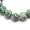 Frosted Natural Green Spot Jasper Round Bead Strands G-M064-4mm-10-2