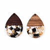 Transparent Resin & Walnut Wood Pendants RESI-N025-028-A01-1