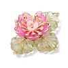 Brass Glass Seed Beaded Flower Pendants PALLOY-MZ01118-04-3
