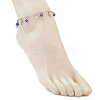 Handmade Evil Eye Lampwork & 304 Stainless Steel Cross Tassel Bar Link Chain Anklets for Women AJEW-AN00741-02-3