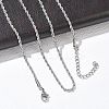 10Pcs 2MM 304 Stainless Steel Rope Chain Necklaces NJEW-G203-08P-1