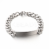 Tarnish Resistant 304 Stainless Steel Curb Link Chain ID Bracelets STAS-M175-07P-1