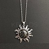 Natural Larvikite Sun Pendant Alloy Chain Vintage Necklaces WB3716-13-1
