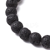 8mm Round Natural Lava Rock Beads Stretch Bracelets BJEW-JB10945-4