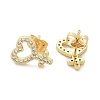 Brass Micro Pave Clear Cubic Zirconia Stud Earrings EJEW-M076-01G-03-2