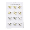 12Pcs 2 Colors Airplane Alloy Rhinestone Bowknot Brooches for Backpack Clothes JEWB-A033-20-1