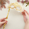 Plastic Rhinestone Masquerade Masks with Alloy Holding Stick AJEW-WH0270-891B-3