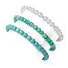 3Pcs 3 Styles Round Glass & Synthetic Turquoise Beads Stretch Bracelets Sets for Women BJEW-JB11654-5