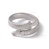 Non-Tarnish 304 Stainless Steel Ring Arowana Fish Wrap Open Cuff Ring for Women LS-RJEW-C045-21P-2