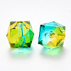 Two Tone Transparent Spray Painted Acrylic Beads X-ACRP-T005-26P-2