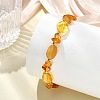 Natural Amber & Brass Beaded Bracelets for Women BJEW-JB13697-2