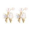 Bowknot Brass Micro Pave Clear Cubic Zirconia Dangle Stud Earrings PEAR-N017-07C-1