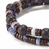 2Pcs 2 Style Natural Coconut & Blue Spot Jasper & Lava Rock Beaded Stretch Bracelets Set BJEW-JB07944-6