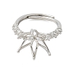 Flower Brass Micro Pave Cubic Zirconia Adjustable Ring Settings KK-K297-17P-2