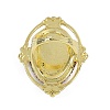 Oval with Buddha Brass Glass Finger Rings RJEW-P128-01G-3