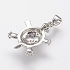 Brass Micro Pave Cubic Zirconia Pendants X-ZIRC-G104-23P-3