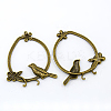 Tibetan Style Alloy Ring with Bird Large Pendants LS-EA13491Y-AB-1