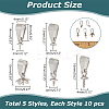 50Pcs 5 Style 201 Stainless Steel Screw Cup Pearl Peg Bails Pin Pendants DIY-AB00038-2