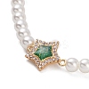 Brass Pave Clear Cubic Zirconia Star Link Chain Bracelets LS-BJEW-M321-01B-2