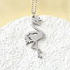 304 Stainless Steel Flamingo Shaped Pendant Cable Chain Necklaces for Women Men NJEW-Q032-02B-P-1