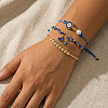 3Pcs 3 Styles Brass & Glass Beads Charm Bracelet Set EY6397-2-3