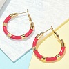 PVD Vacuum Plating 201 Stainless Steel Enamel Hoop Earrings for Women EJEW-B016-33G-1
