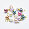Iron Glass Pearl Charms X-HY-K005-01-1