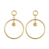 304 Stainless Steel Ring Dangle Stud Earrings EJEW-K268-34G-4