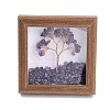 Natural Amethyst Chips Tree of Life with Wooden Photo Frame Decorations DJEW-B013-04B-1