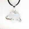 Natural Quartz Crystal Heart with Metal Hands Pendant Necklaces FX8013-5-1