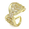 Infinity Brass Micro Pave Clear Cubic Zirconia Open Cuff Rings RJEW-Z046-05G-02-1