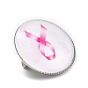 Breast Cancer Awareness Ribbon Glass Brooches LS-JEWB-L019-01B-2